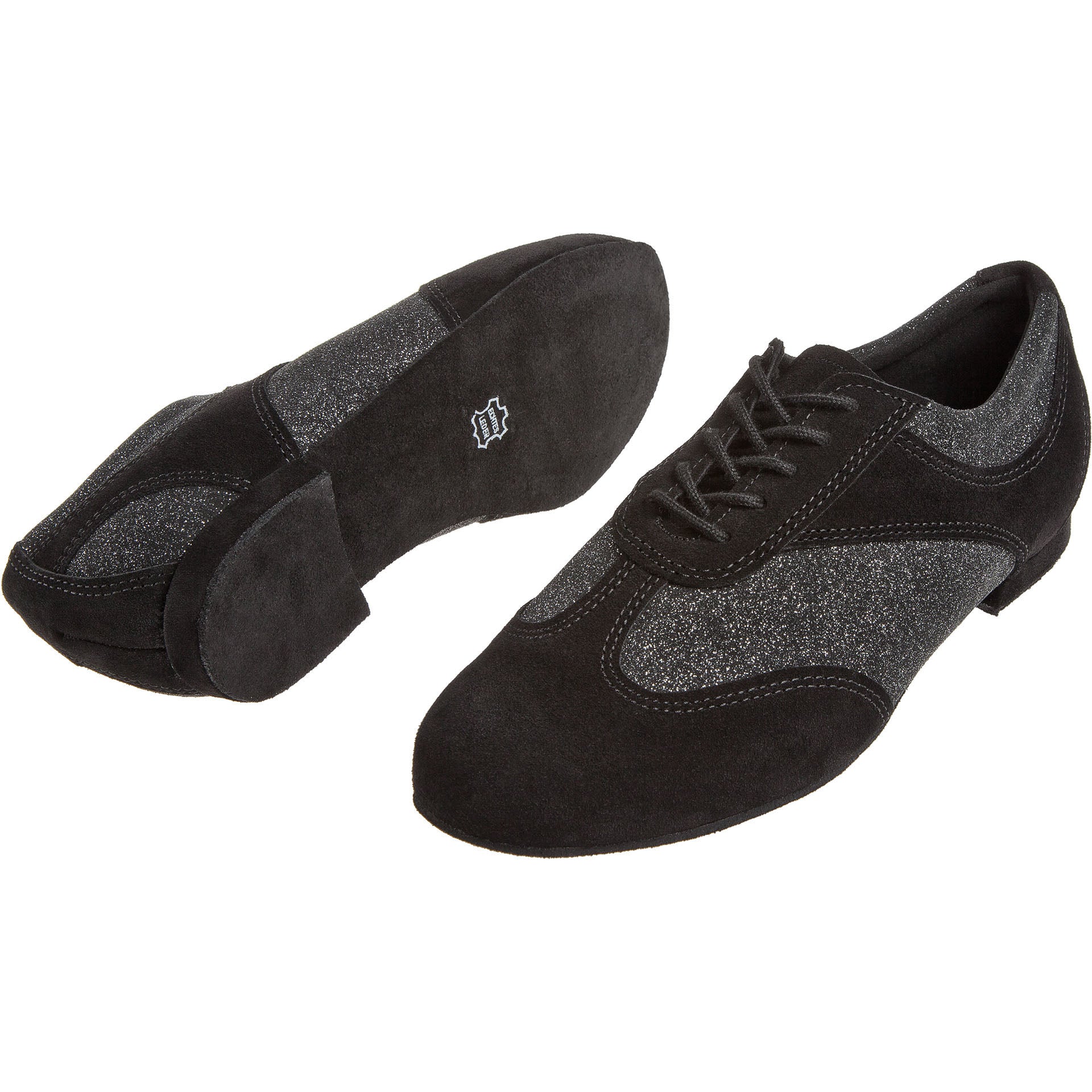 Tanzschuhe Damen Schwarz Veloursleder Glitter - Diamant