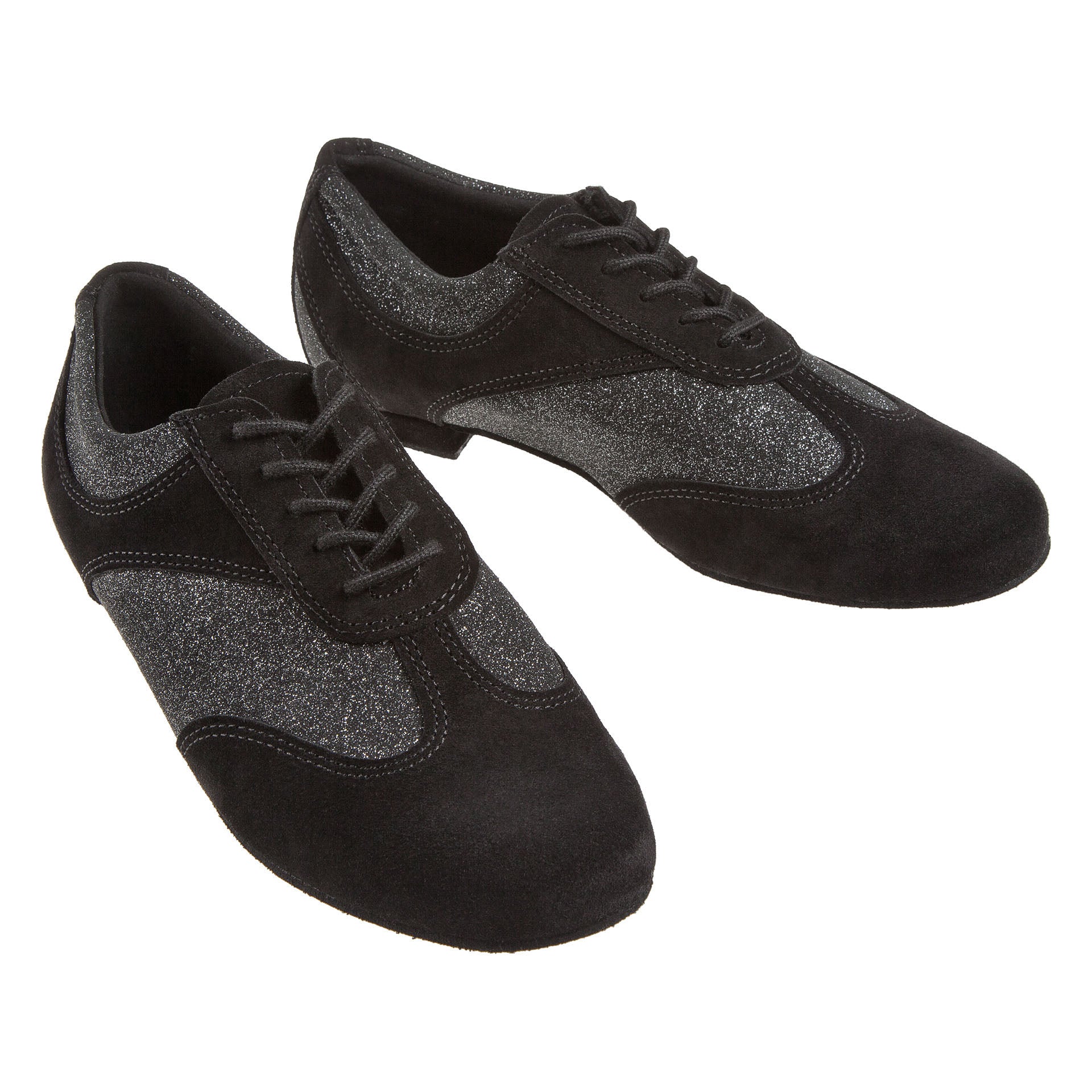 Tanzschuhe Damen Schwarz Veloursleder Glitter - Diamant